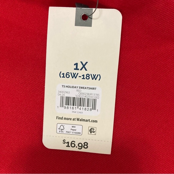 Red Holiday Christmas Tree Sweatshirt Size 1X - Picture 4 of 9